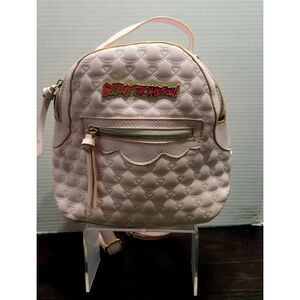 Betsey Johnson Pink Heart Quilted Zip Backpack